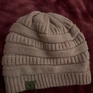 Cozy Tan Knit Beanie for Kids